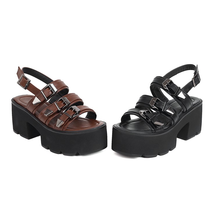 Women's Platform Sandals with Metal Decoration and Ankle Strap - Image 5