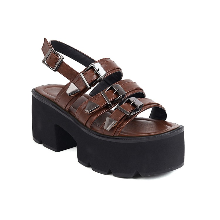 Women's Platform Sandals with Metal Decoration and Ankle Strap - Image 2