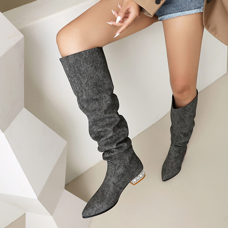 Fashion Over-the-Knee Boots with Rhinestone Metal Accents - Image 3