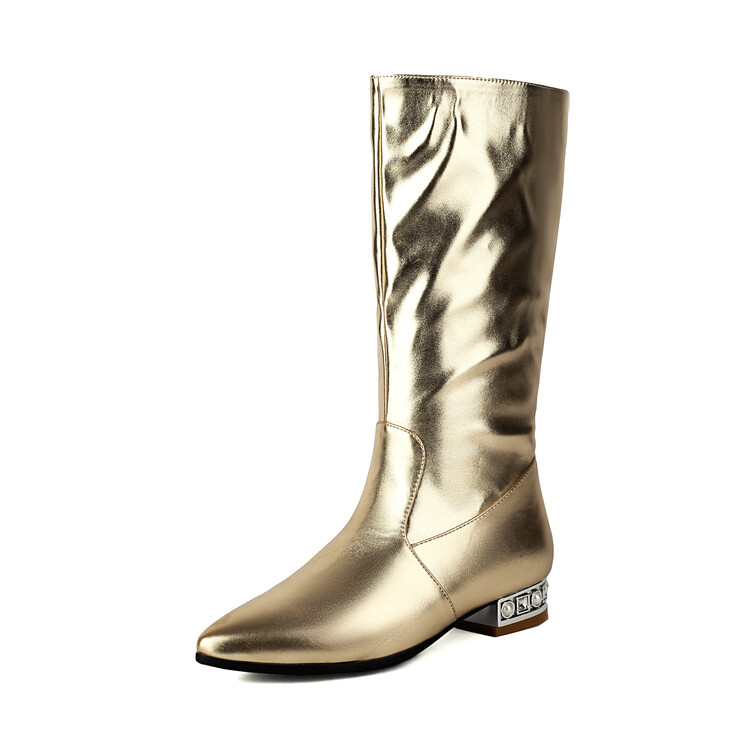 Fashion Pointed Toe Ankle Boots with Metal Decoration - Image 5